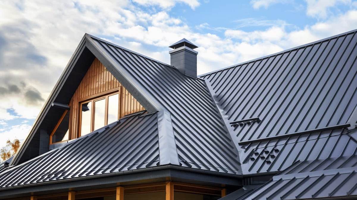 Karşıyaka EPDM Kauçuk Çatı – antrasit kenet sistem metal çatıyla kaplanmış müstakil ev